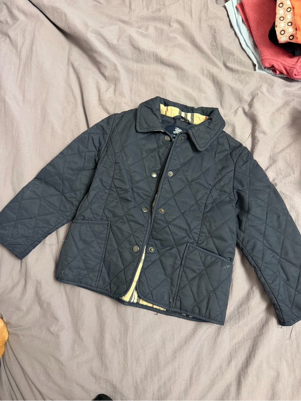 Kids Burberry Quilted Black Jacket with Contrast Lining